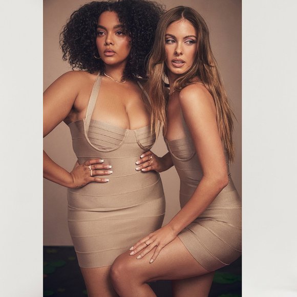 HOUSE OF CB 'Maliha' Latte Bandage Mini Dress NWOT - Picture 3 of 12